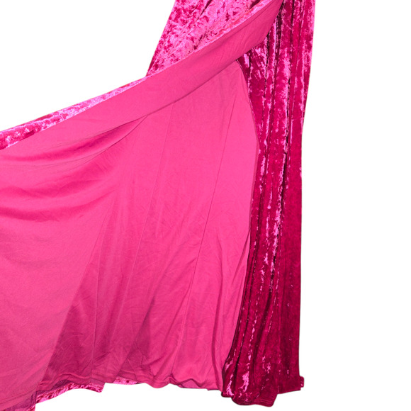 Lulus Womens Small Pink Velvet Maxi Dress Halter Slit Formal Prom Stretch NYE - Picture 11 of 16